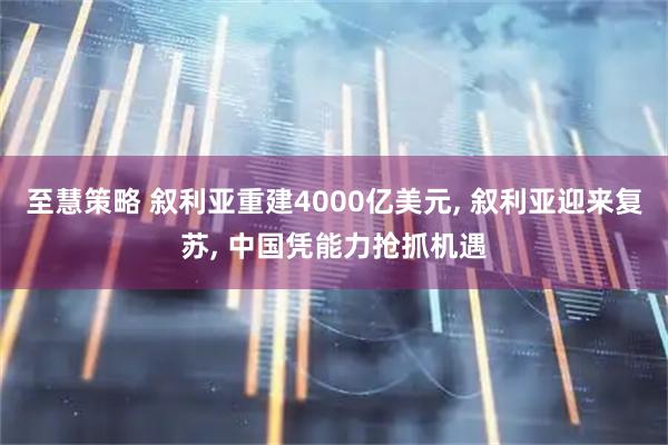 至慧策略 叙利亚重建4000亿美元, 叙利亚迎来复苏, 中国凭能力抢抓机遇